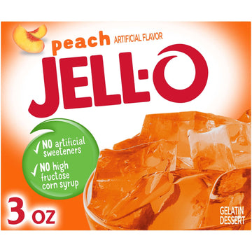 Jell-O Peach Gelatin Mix, 3 oz Boxes, Pack of 24, Easy to Prepare Dessert