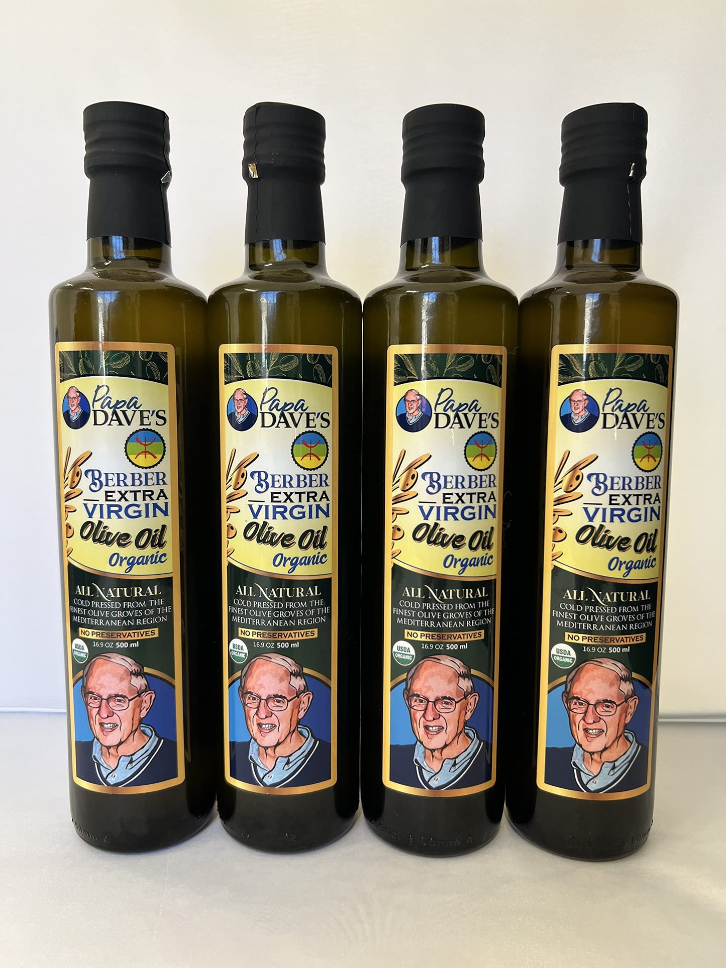 Papa Daves Organic Extra Virgin Olive Oil - First Cold Pressed, Gluten-Free, Non-GMO - 16.9 Oz Bottle