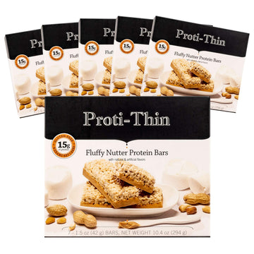Proti-Thin Fluffy Nutter Protein Bar - 15g Protein, Low Carb, High Fiber, KETO Friendly, Gluten Free, 6 Count (Pack of 7)