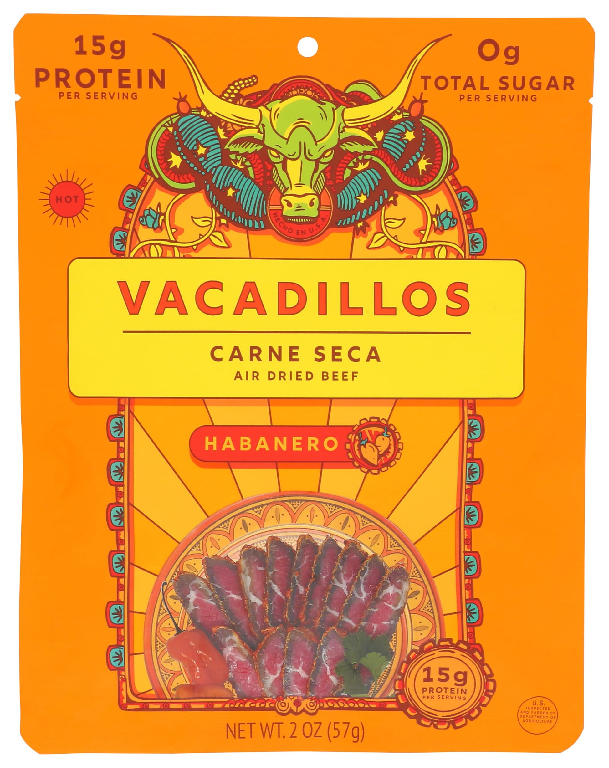 Vacadillos Carne Seca Habanero Jerky, 2 Ounce Pack