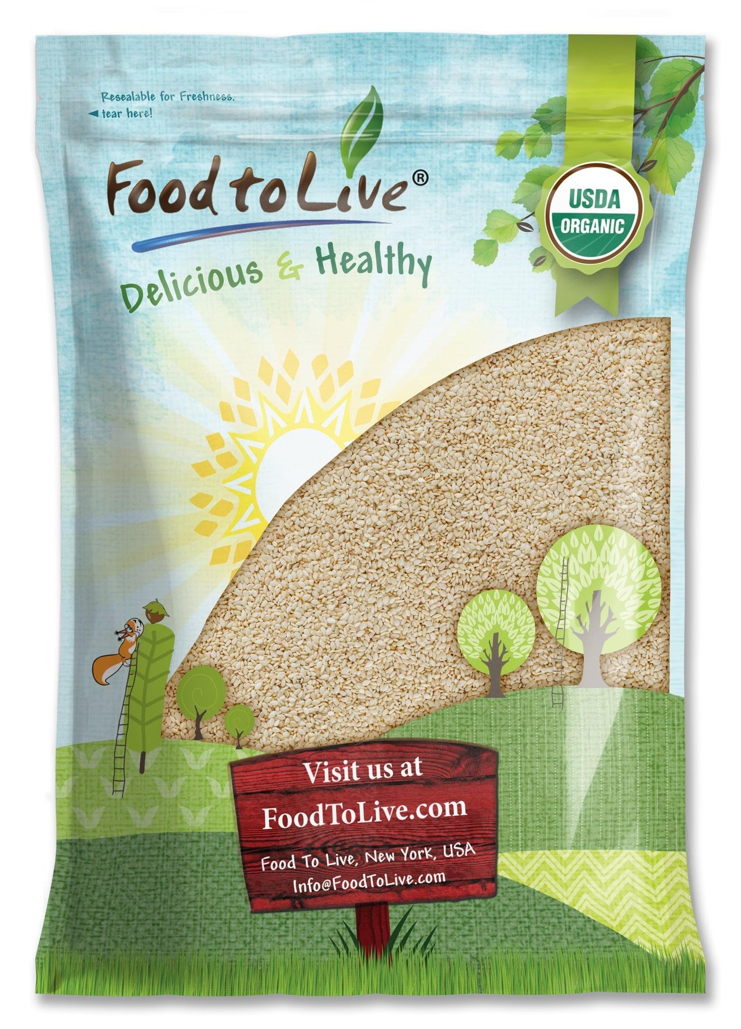 Food to Live Organic Hulled Sesame Seeds, 12 Pounds - Whole Raw White Sesame Seeds, Non-GMO, Kosher, Vegan, Unroasted, Bulk. Hig