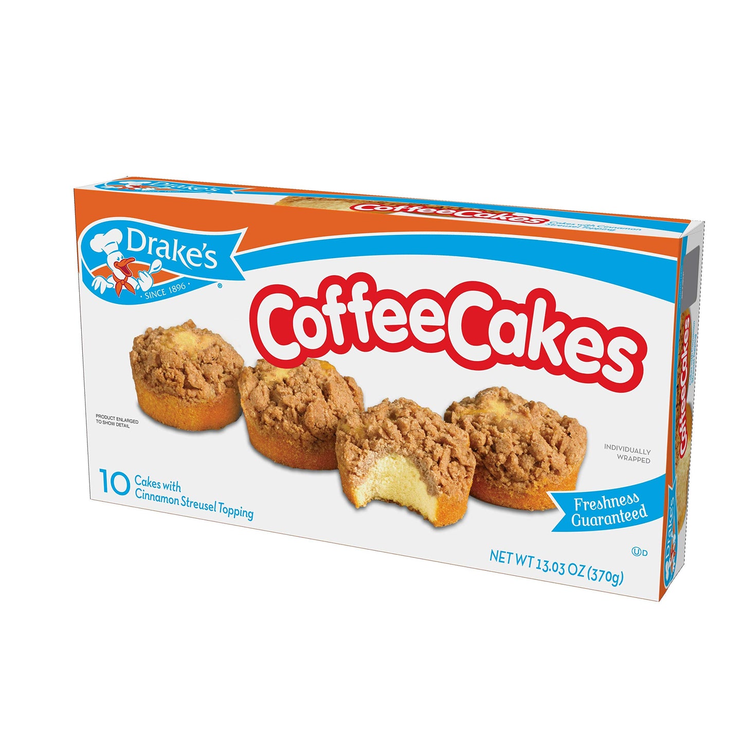 Drake's Coffee Cakes with Cinnamon Streusel Topping, 48 Individually Wrapped Cakes, 1.3 oz Each, Pack of 6