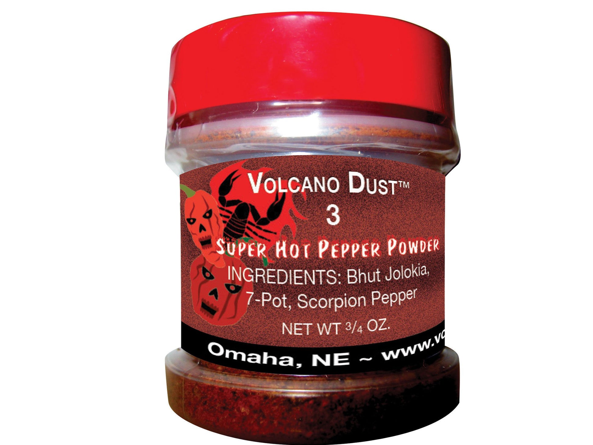 Volcanic Peppers Volcano Dust 3 - Smoked Bhut Jolokia, 7 Pot & Scorpion Pepper Powder, 0.75 Ounces, Model VD3030