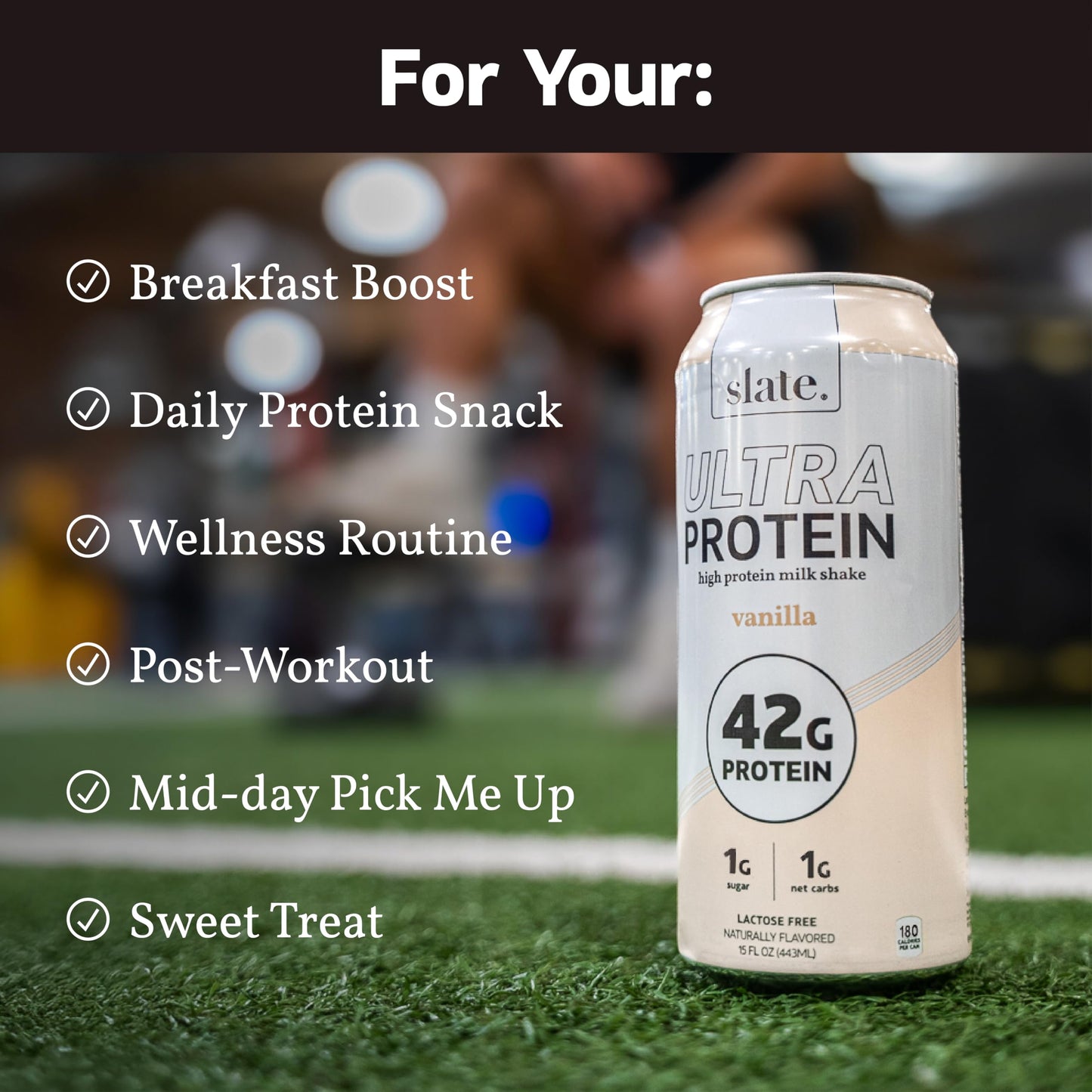 Slate Milk - Ultra High Protein Shake - Vanilla - 42g Protein  2g Sugar  190 Calories  2g Net Carbs - Lactose Free - No Added Sugar  No Seed Oils - Breakfast Boost  Post Workout - 15 fl oz  12 Cans