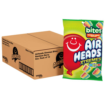 Airheads Xtremes Sweet and Sour Candy Bites, 6 Ounce (12-Pack), Rainbow Berry Flavor, Holiday Treats for Adults & Kids