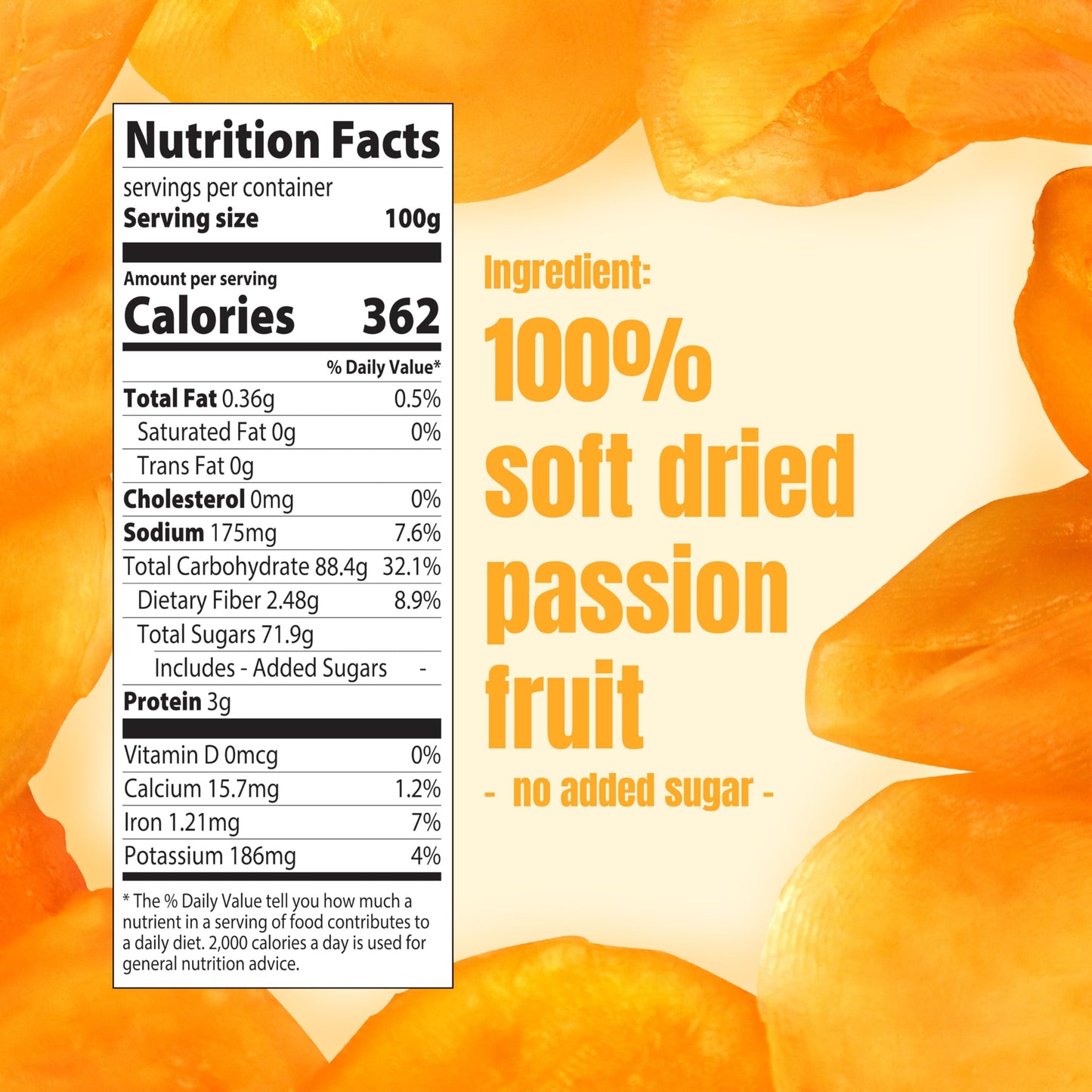 Yuth Farm Plant-Based Soft & Chewy Dried Fruit - Deliciously Healthy Snack 300g(10.6 Oz)(Passion Fruit)