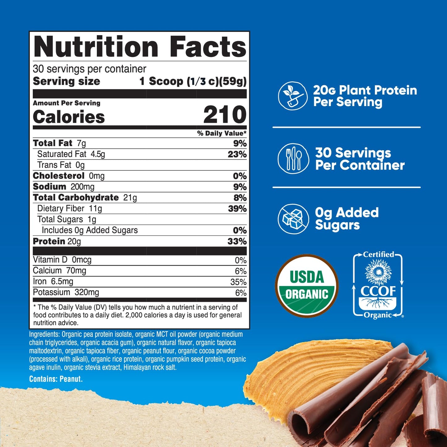 Nutricost Organic Vegan Meal Replacement Shake Powder - Chocolate Peanut Butter, 63 Ounce, USDA Organic, Gluten Free