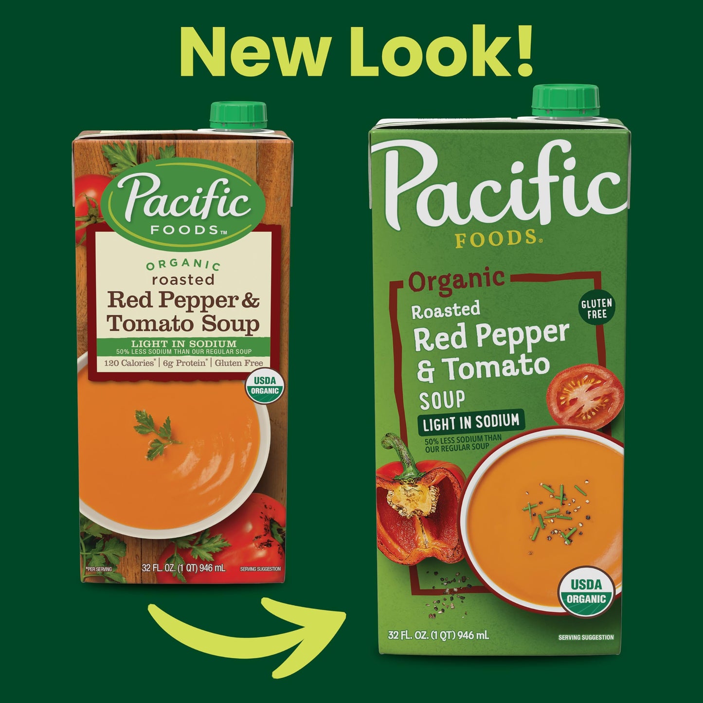 Pacific Foods Organic Creamy Roasted Red Pepper & Tomato Soup, Light Sodium, 32oz