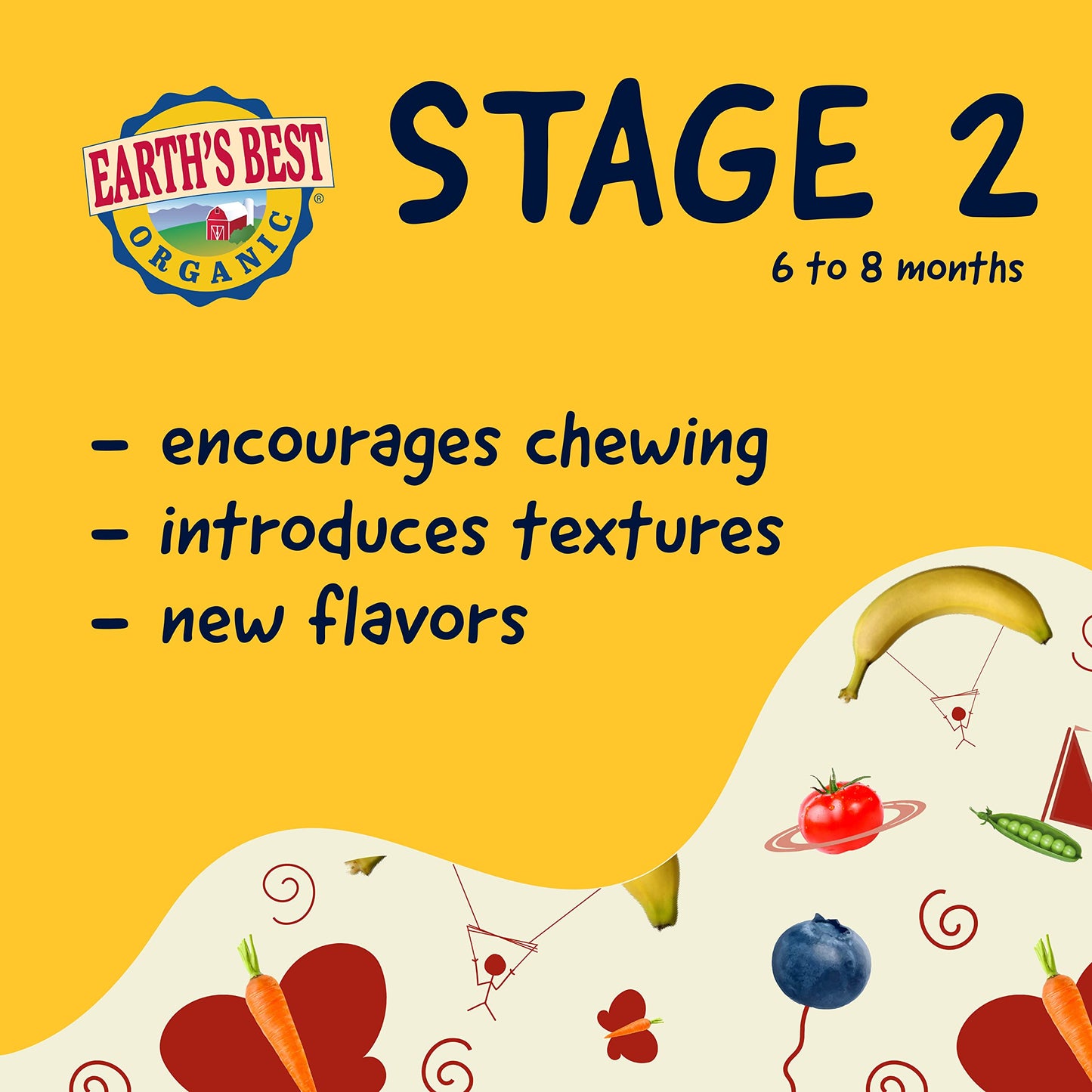 Earth'S Best Organic Baby Food Jars, Stage 2 Fruit Puree For Babies 6 Months And Older, Organic Apples And Blueberries, 4 Oz Res