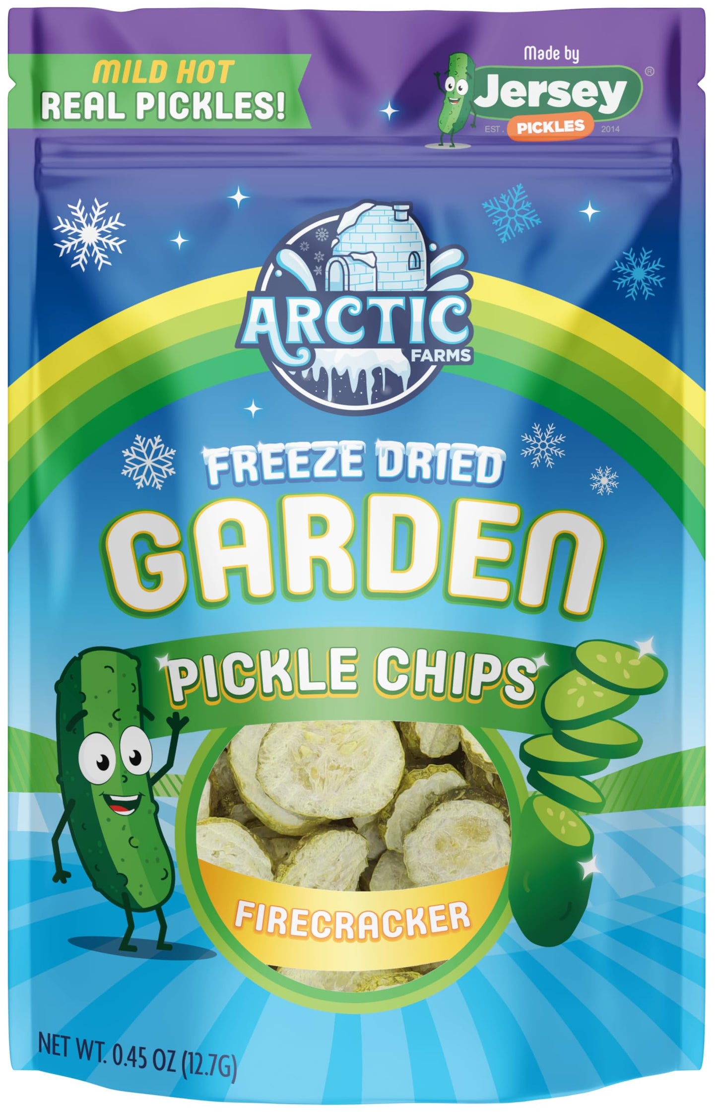 Arctic Farms Freeze Dried Kosher Dill Pickle Chips -   Mild Hot, Large Bag, Pack of 3