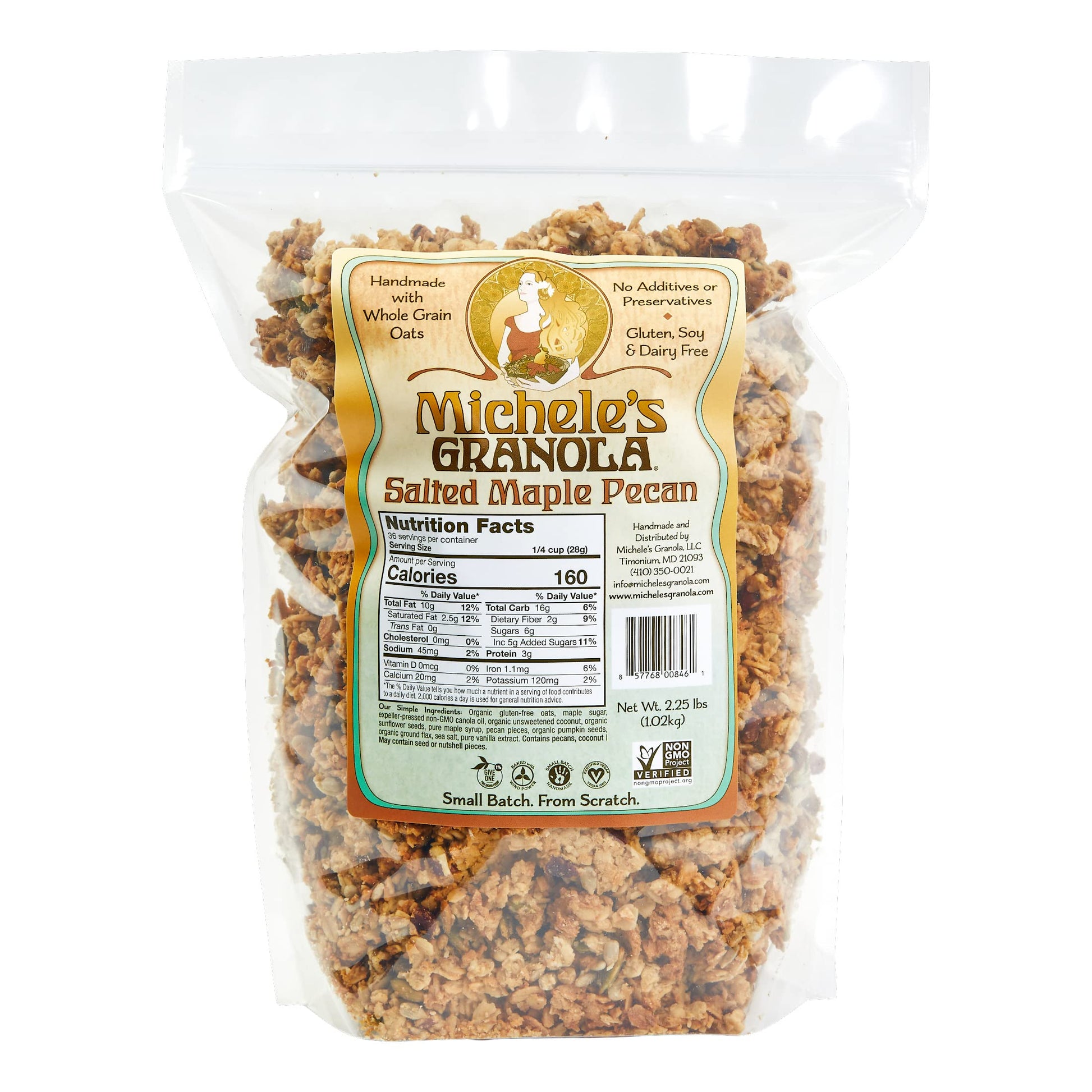 Micheles Granola Salted Maple Pecan, Handmade, Whole Grain, Vegan, Gluten-Free & Non-GMO, 36oz Resealable Bag
