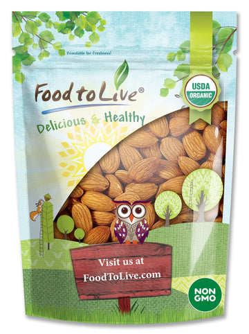 Food To Live - Organic Italian Raw Almonds, 5 Pounds Non-Gmo, Whole, No Shell, Unpasteurized, Unsalted, Vegan, Kosher, Keto-Friendly.