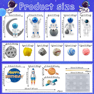 Astronaut Figurines Space Cake Toppers Astronaut Planet Rocket Satellite And Star Space Diy Cake Toppers For Space Theme Party B