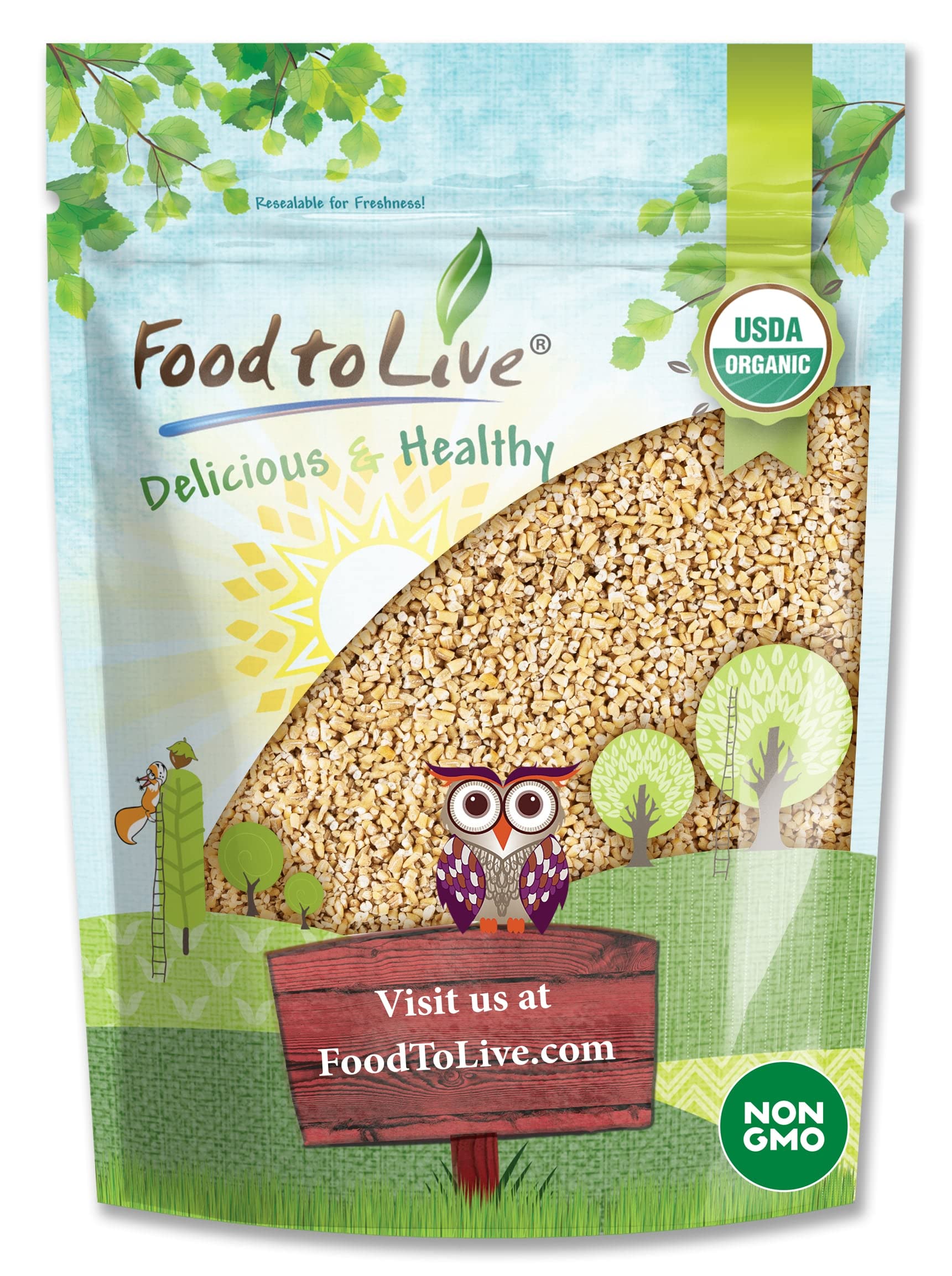 Food to Live Organic Steel Cut Oats, 8 Ounces - 100% Whole Grain Irish Oats, Non-GMO Cereal, Non-Irradiated, Vegan, Bulk, Produc