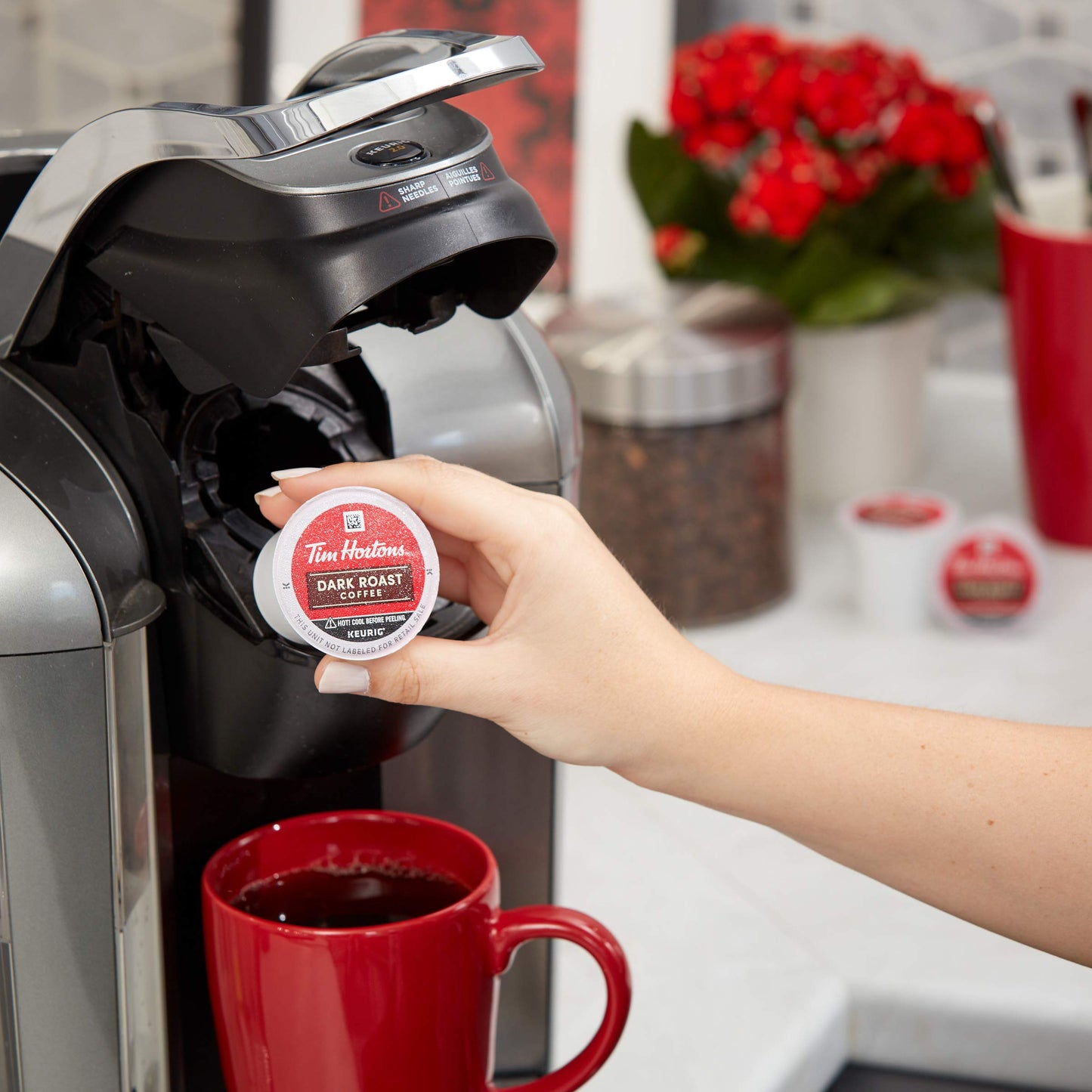 Tim Hortons Dark Roast Coffee, Single-Serve K-Cup Pods Compatible With Keurig Malt-Inspired, 24Ct K-Cups