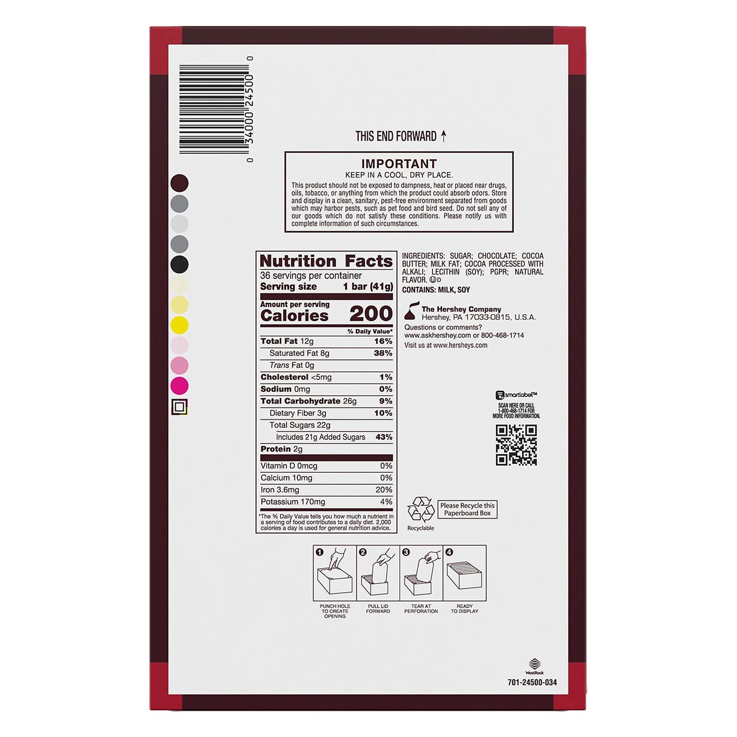 Hershey'S Special Dark Mildly Sweet Chocolate Candy Bars, 1.45 Oz (36 Count)