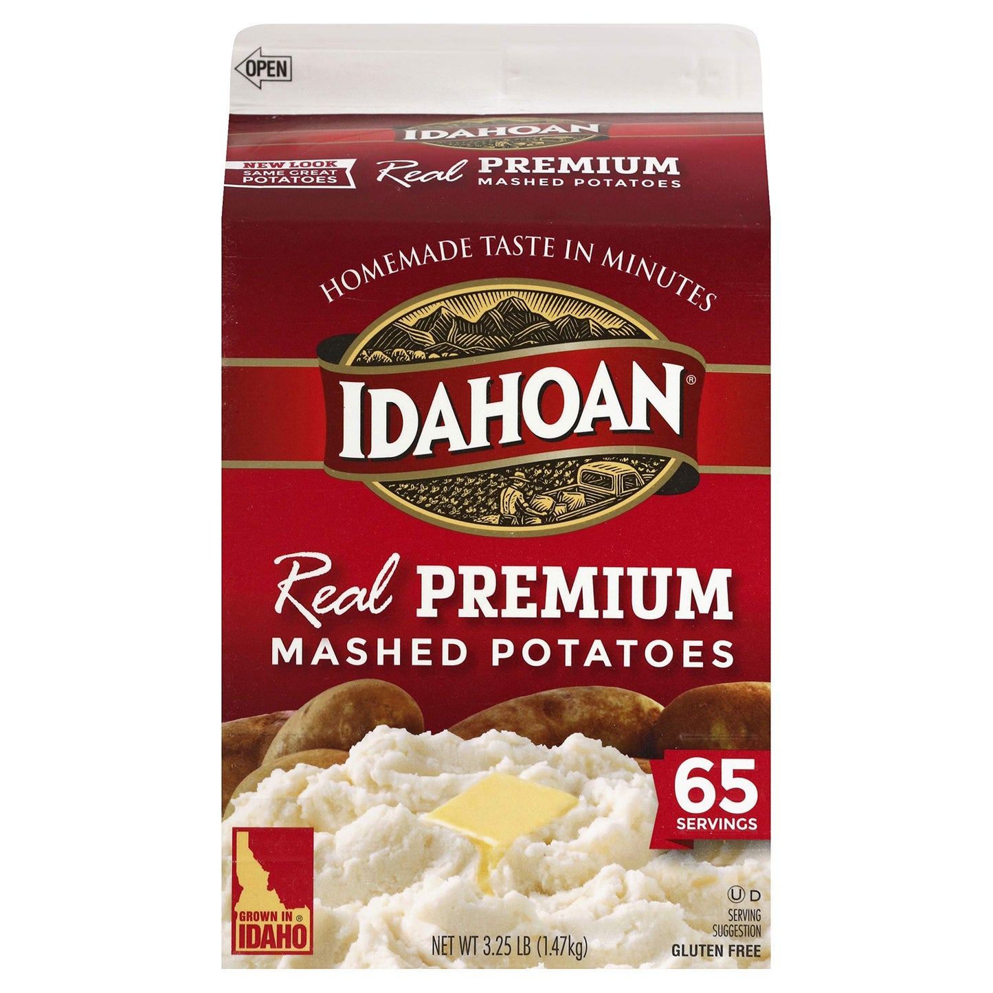 Idahoan Real Premium Mashed Potatoes, Gluten-Free, 3.25 lb Carton (65 Servings), Model 314154