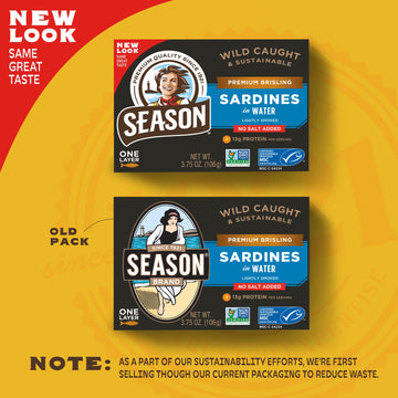 Season Brisling Sardines In Water - No Salt Added, Wild Caught, 13G Of Protein, Keto Snacks, More Omega 3'S Than Tuna, Kosher, H