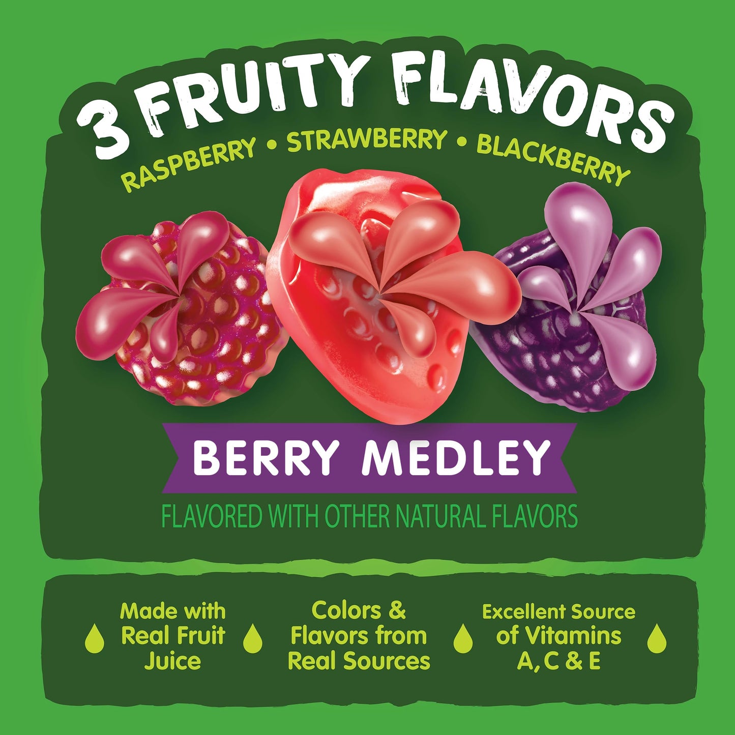 Black Forest Juicy Burst Fruit Snacks, Berry Medley, 0.8 Ounce Pouches, 22 Count