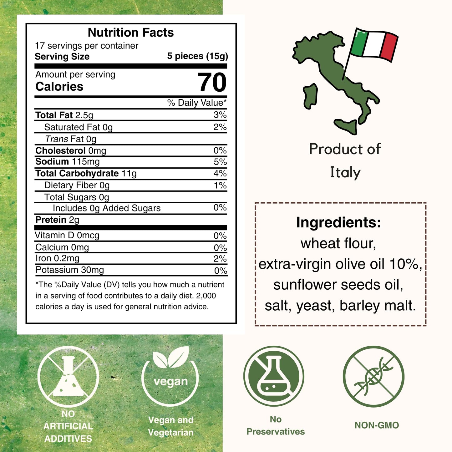 I Macoritti Mini Breadsticks with Extra Virgin Olive Oil - 8.8 oz, Authentic Italian Snack, Zero Sugar, Non-GMO, Preserve Free