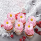 Foowztao Edible Daisy Cupcake Toppers - 60 Pcs Wafer Paper Flower Decorations for Birthday & Wedding, Pink