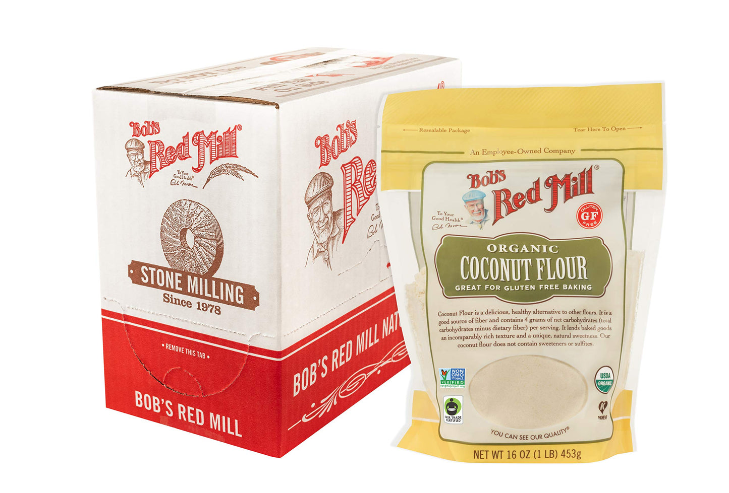 Bobs Red Mill Organic Coconut Flour, 16oz (Pack of 1) - Non GMO, Fair Trade Certified, Vegan, Keto Friendly, Paleo Friendly, Ko