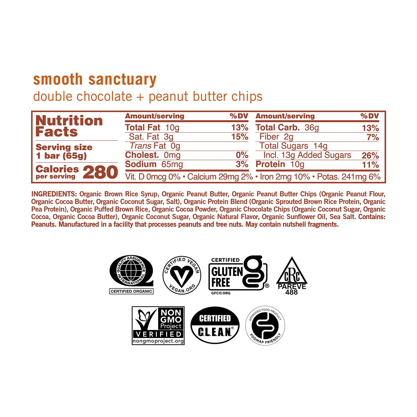 Gomacro Macrobar Organic Vegan Protein Bars - Double Chocolate + Peanut Butter Chips (2.3 Ounce Bars, 12 Count)