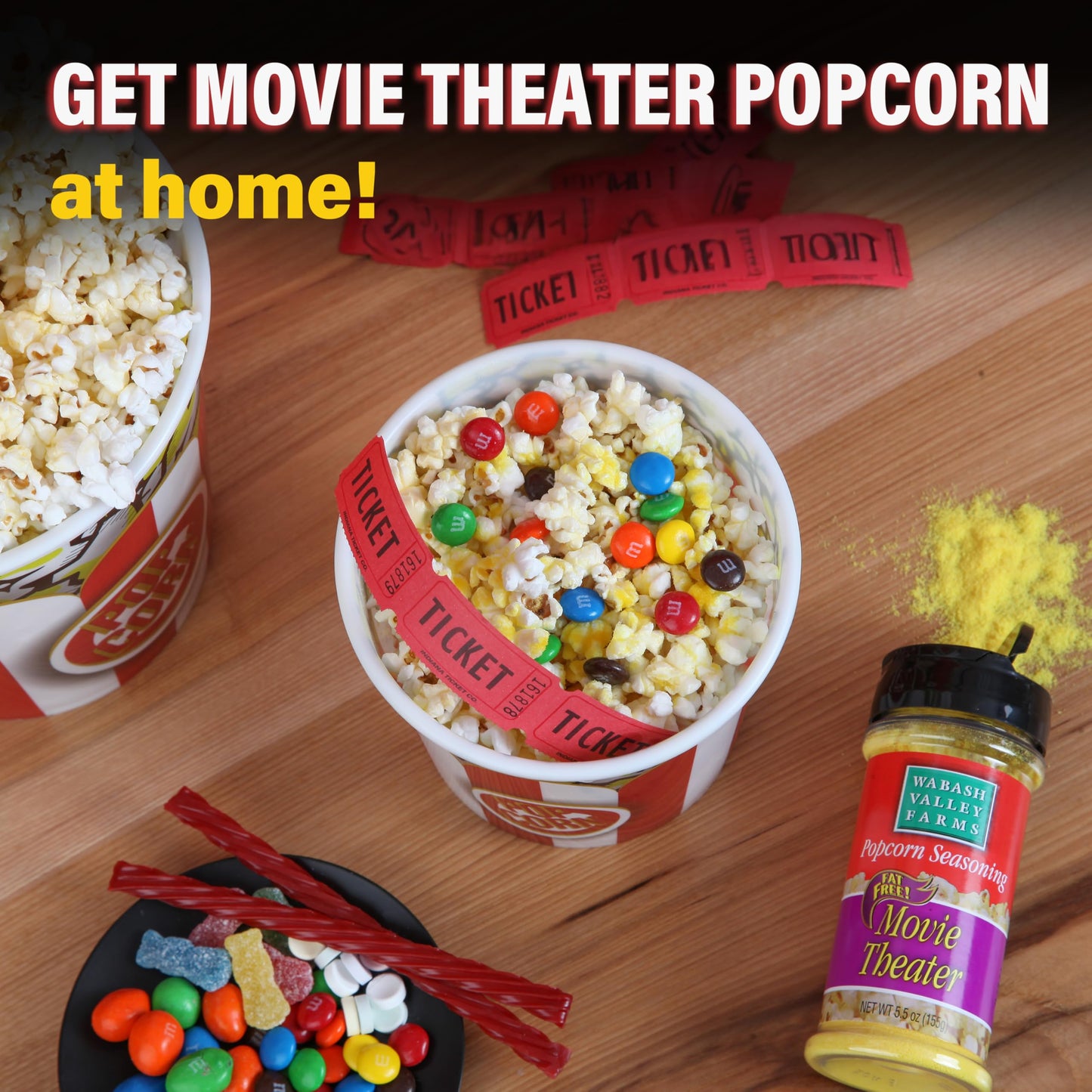 Movie Theater Popcorn Seasoning Salt - Wabash Valley Farms Movie Popcorn Topping, Movie Night Supplies, Buttered Popcorn Salt Se