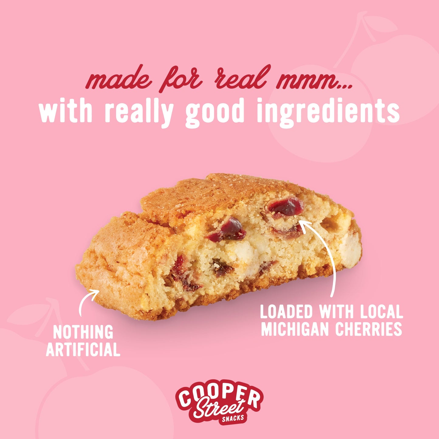 COOPER STREET Biscotti Cookies - Twice-Baked Cherry White Chip, 16 oz Pack of 2, Dairy, Peanut & Soy Free