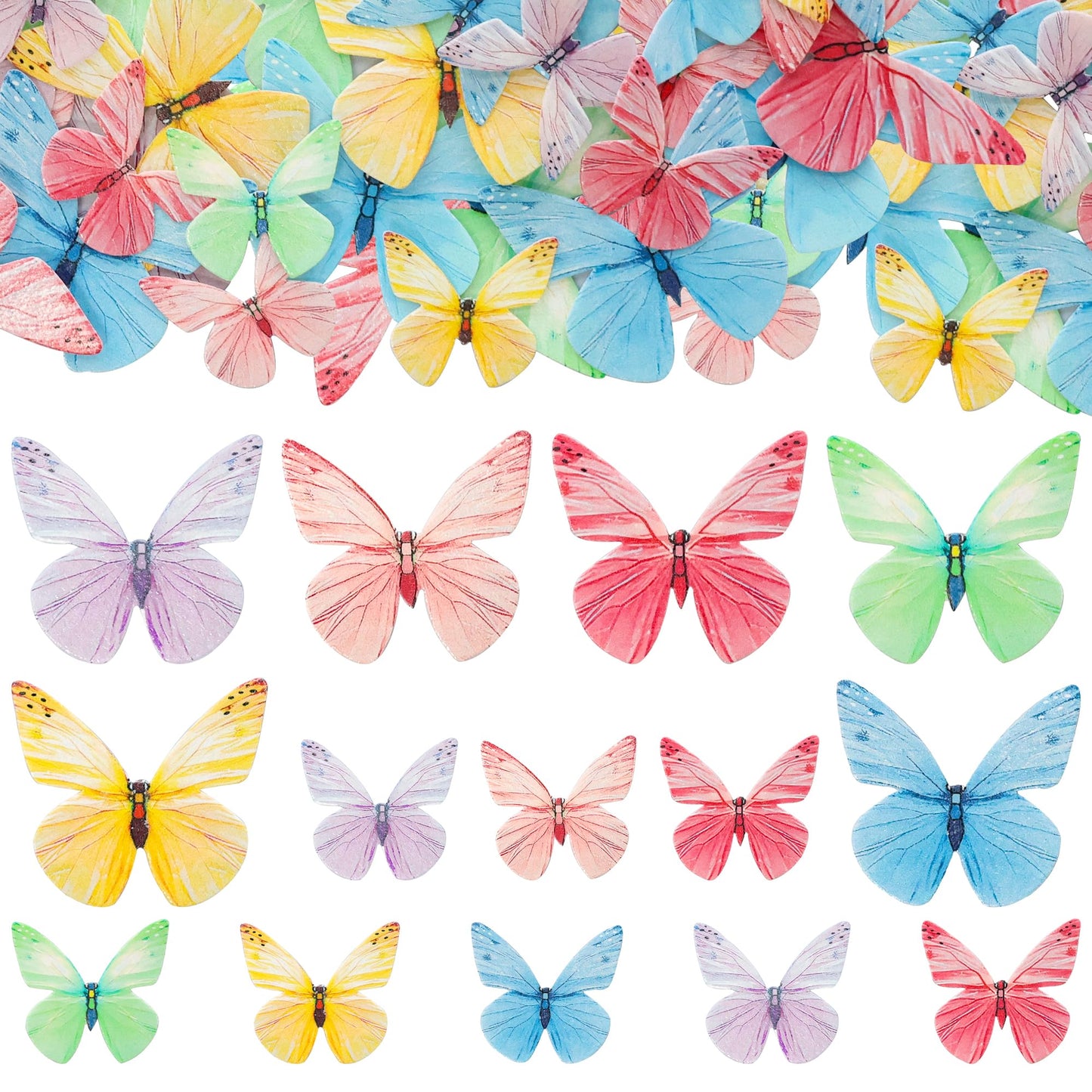 Gyufise 72Pcs Edible Cupcake Toppers - Butterfly Theme Cake Decoration For Baby Shower, Kids Birthday Party