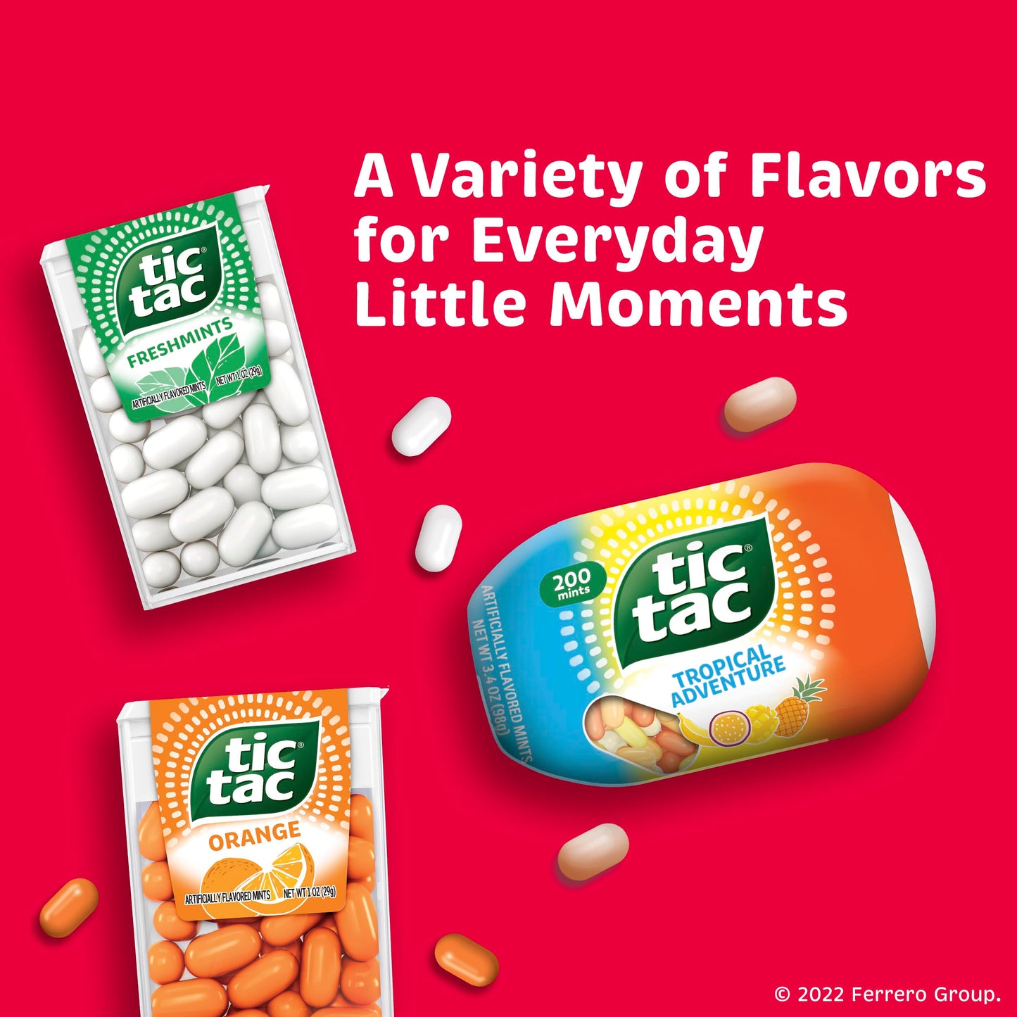 Tic Tac Strawberry & Cream Flavored Mints, 8 Count, On-The-Go Refreshment, Stocking Stuffers, 3.4 Oz Each