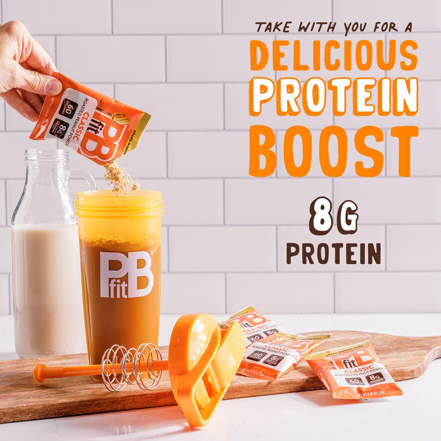 Pbfit Classic Peanut Butter Powder Packets, Powdered Peanut Spread From Real Roasted Pressed Peanuts, 8G Of Protein 8% Dv Per Pa