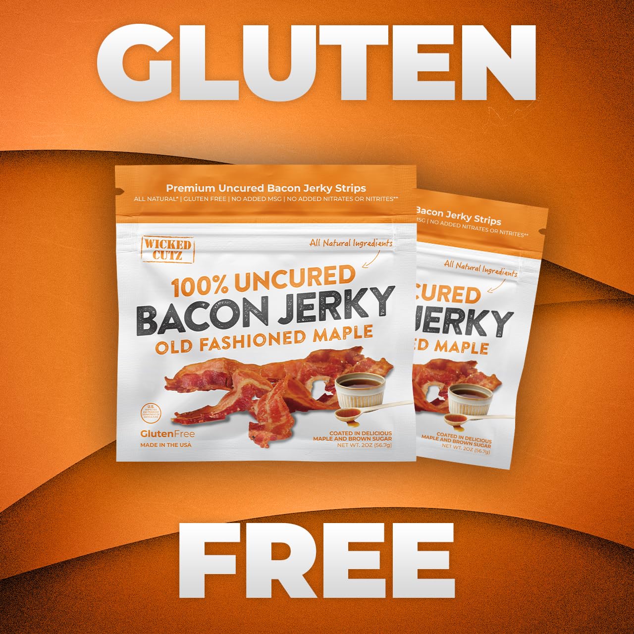 Old Fashioned Maple Bacon Jerky, Candied Jerky With 16G Protein Per Bag, Tender & Easy To Chew Fully Cooked Bacon, Usa Made High Protein Carnivore Snacks (2 Bags)