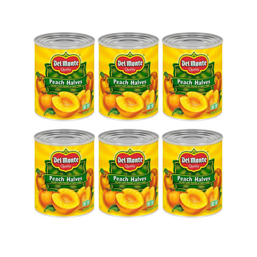 Del Monte Canned Peach Halves in Heavy Syrup, Pack of 6, 29 oz Can, 1.81 lb Total