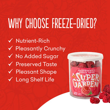 Super Garden Freeze Dried Raspberries | Crunchy Whole Berries | Freeze Dried Berries For Snacking, Topping, Or Baking | Deliciou