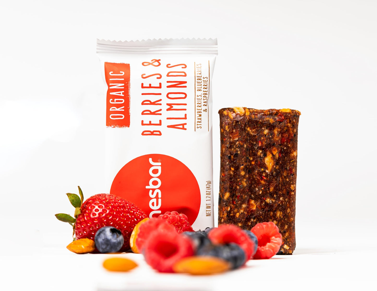 jonesbar Organic Plant Based Protein Bars, Berries and Almonds, Vegan, Gluten Free, 12 Count