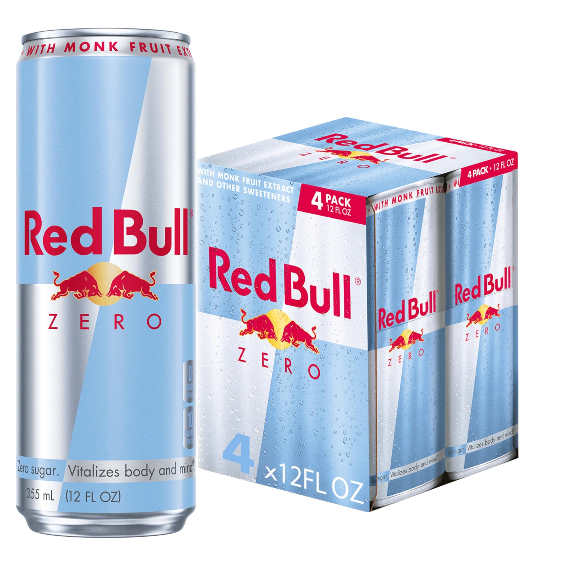 Red Bull Zero Energy Drink, 12 fl oz Cans, Pack of 4, 114mg Caffeine, Taurine & B Vitamins