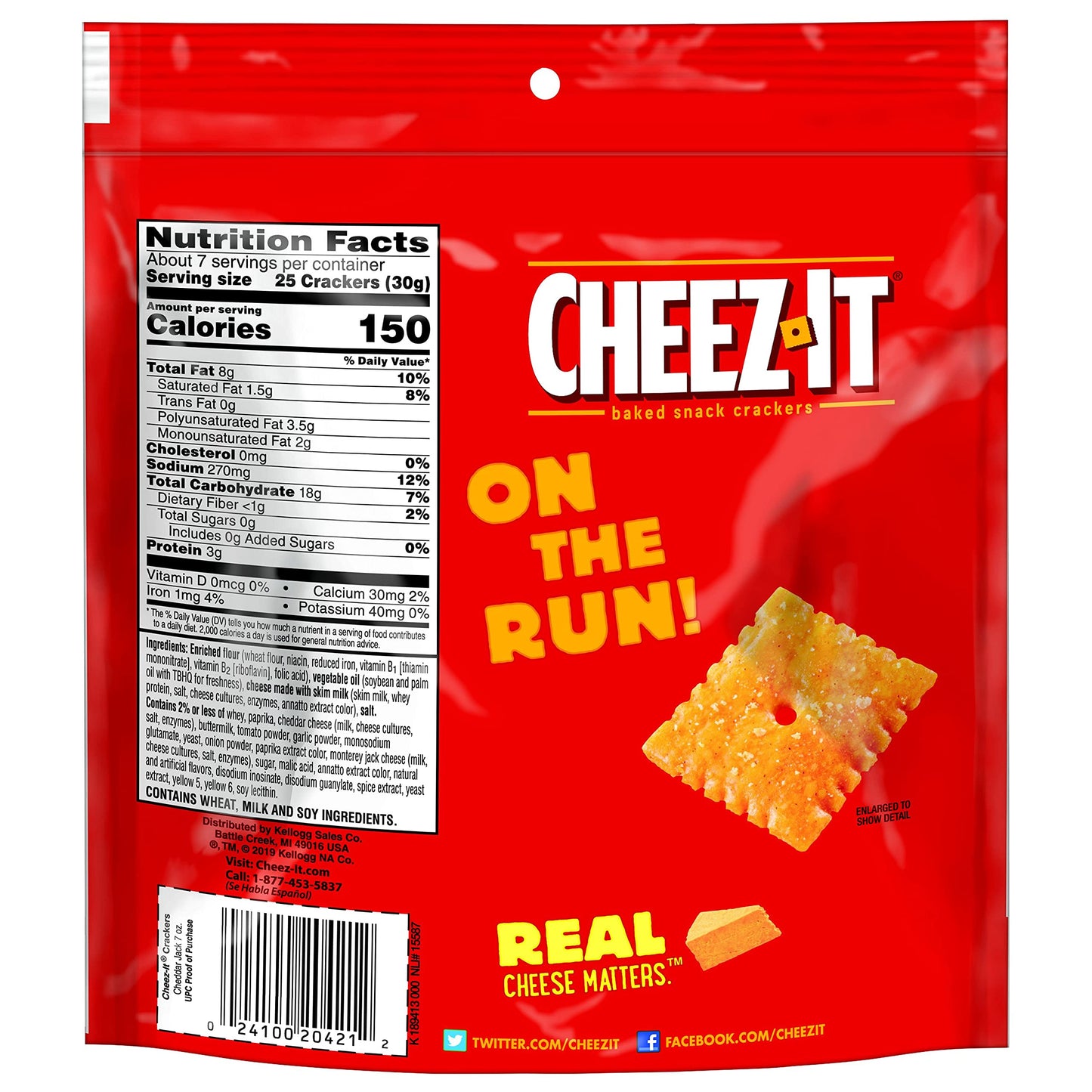 Cheez-It Baked Snack Cheese  ers Cheddar Jack 7oz Pack of 6