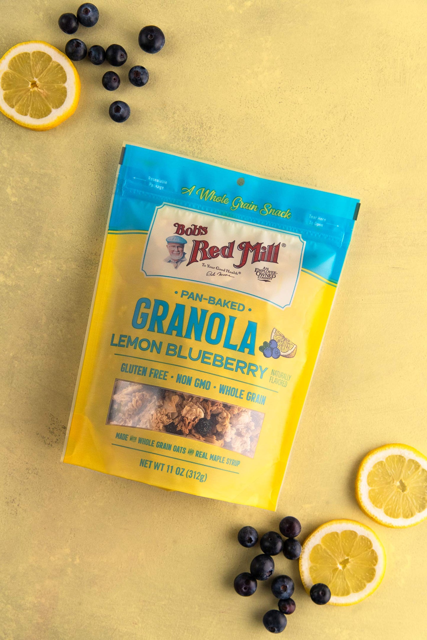 Bob’S Red Mill Lemon Blueberry Homestyle Granola, 11 Ounce Bag (Pack Of 6), Certified Gluten Free, Non-Gmo, Whole Grain