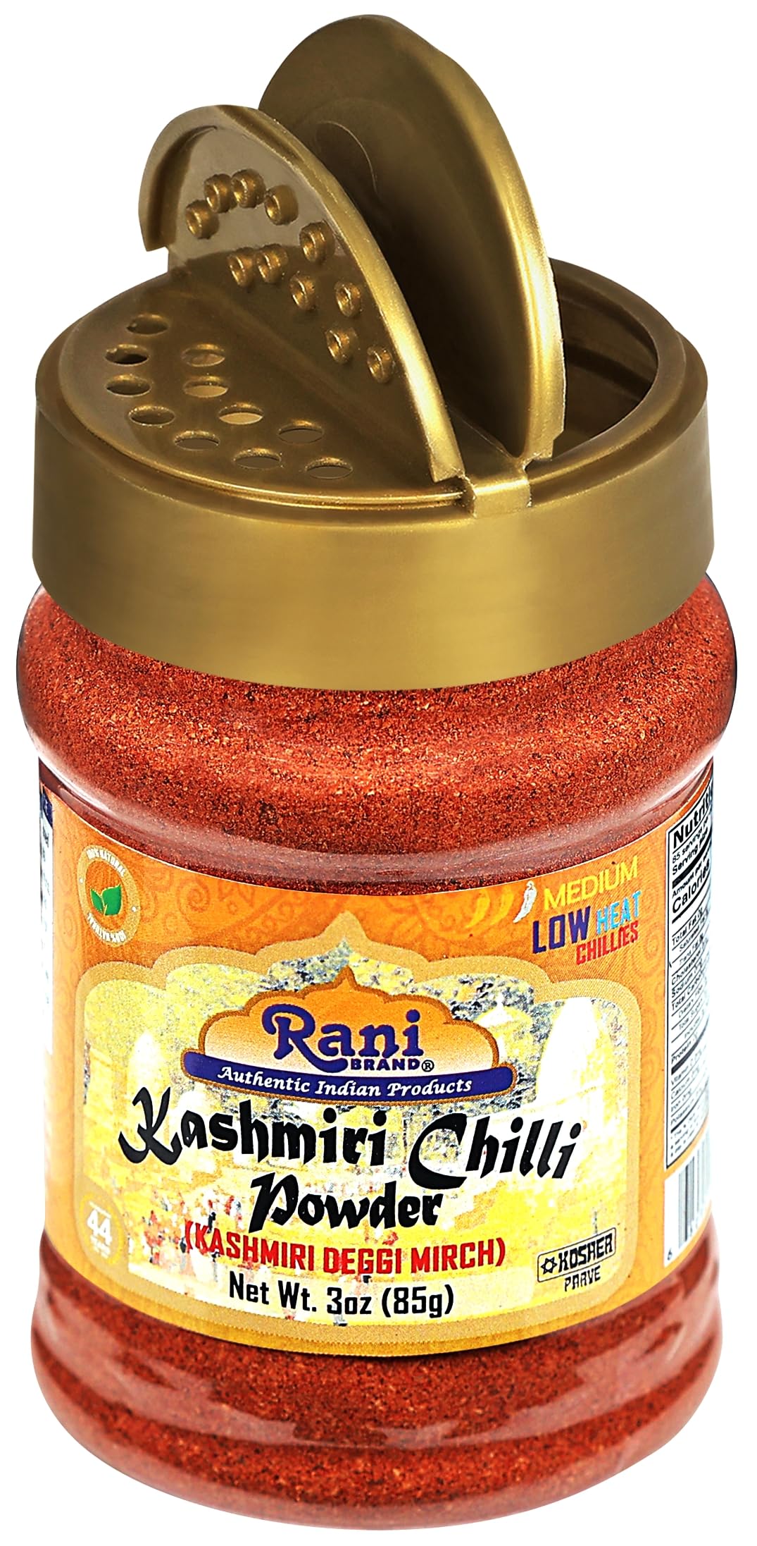 Rani Kashmiri Chilli Powder (Deggi Mirch, Low Heat) Ground Indian Spice 85g PET Jar ~ All Natural | Salt-Free | Vegan | Kosher |