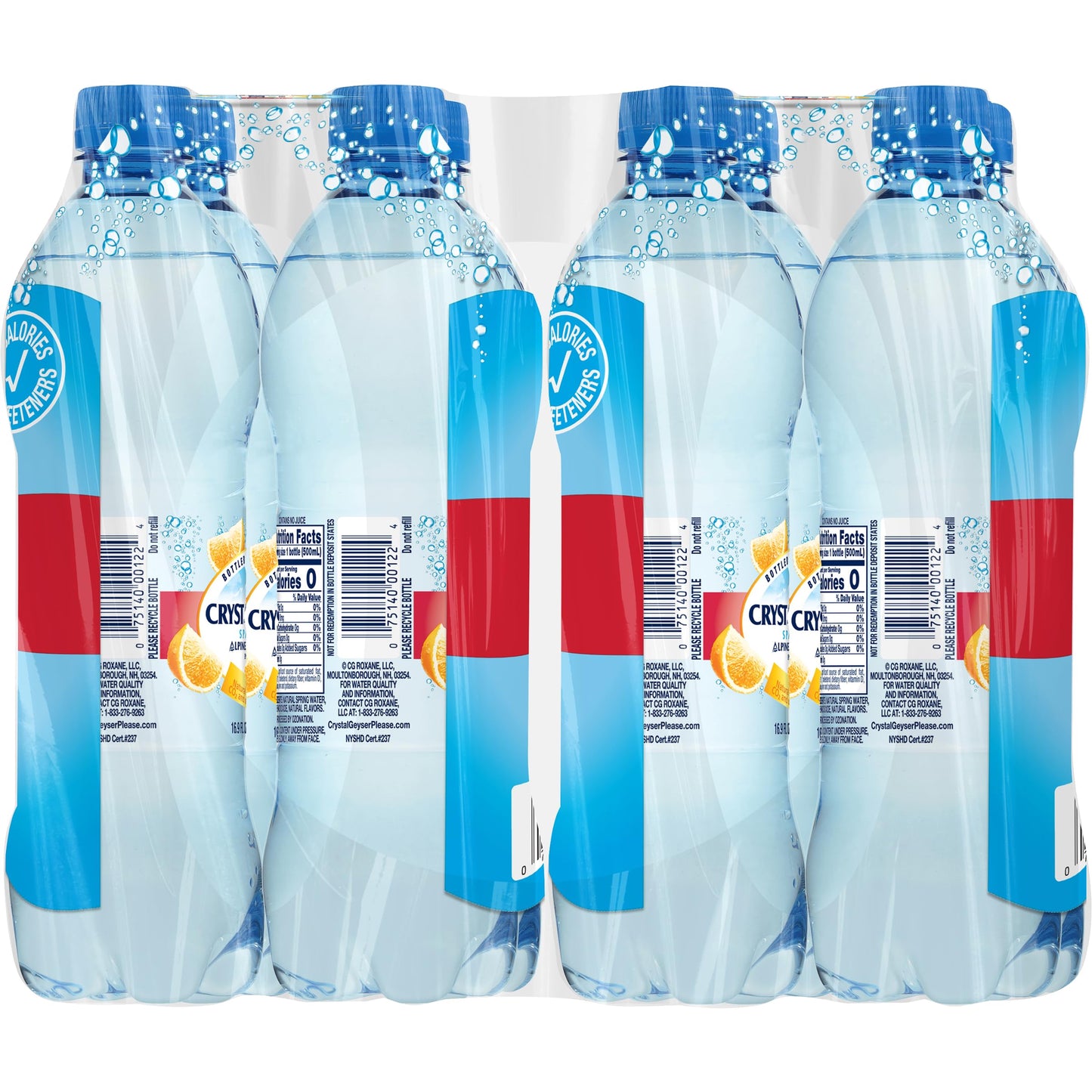 Crystal Geyser Sparkling Orange Alpine Natural Spring Water, 24-Pack, 16.9oz Bottles, Zero Calories and No Sweeteners, Naturally