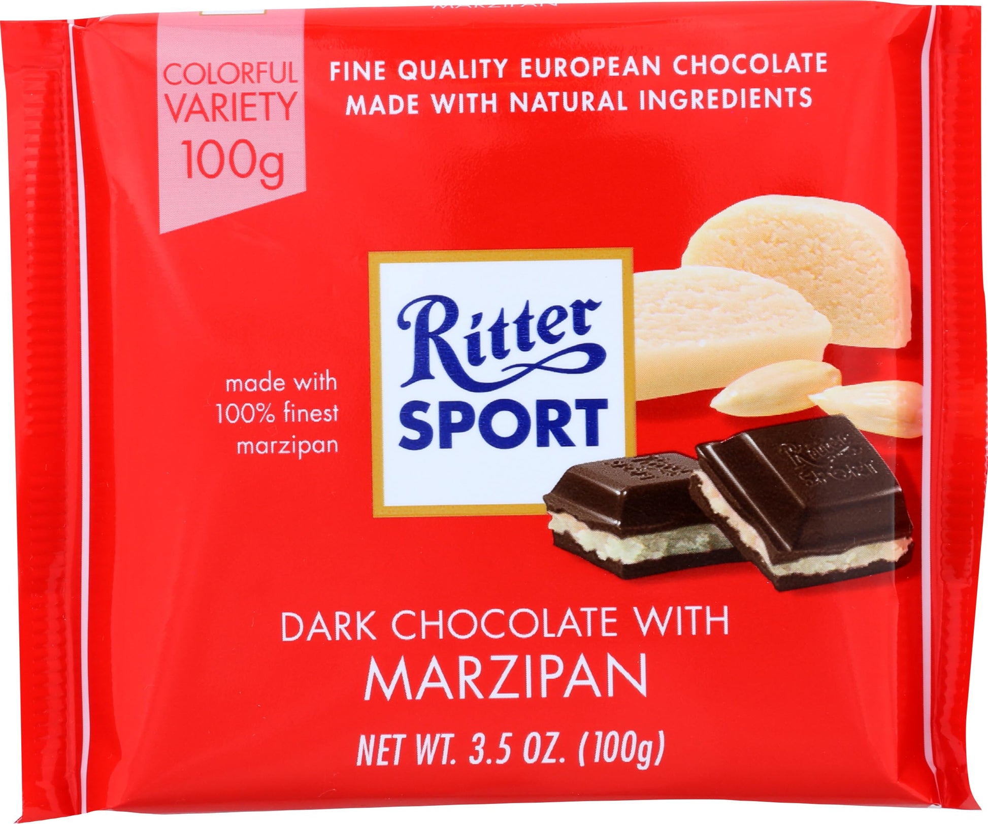 Ritter Sport Marzipan Dark Chocolate  Fresh from Germany  Chocolate with Marzipan Filling  Ritter Sport Chocolates in Colorful Variety  3.5 Ounce (Pack of 12)