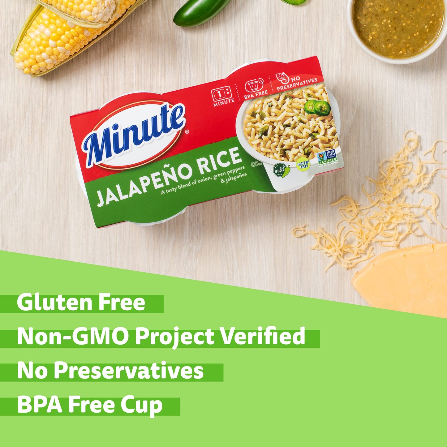 Minute Ready-to-Serve Jalapeo Rice, Microwavable Rice Cups, 8.8-Ounce Cups (Pack of 8)
