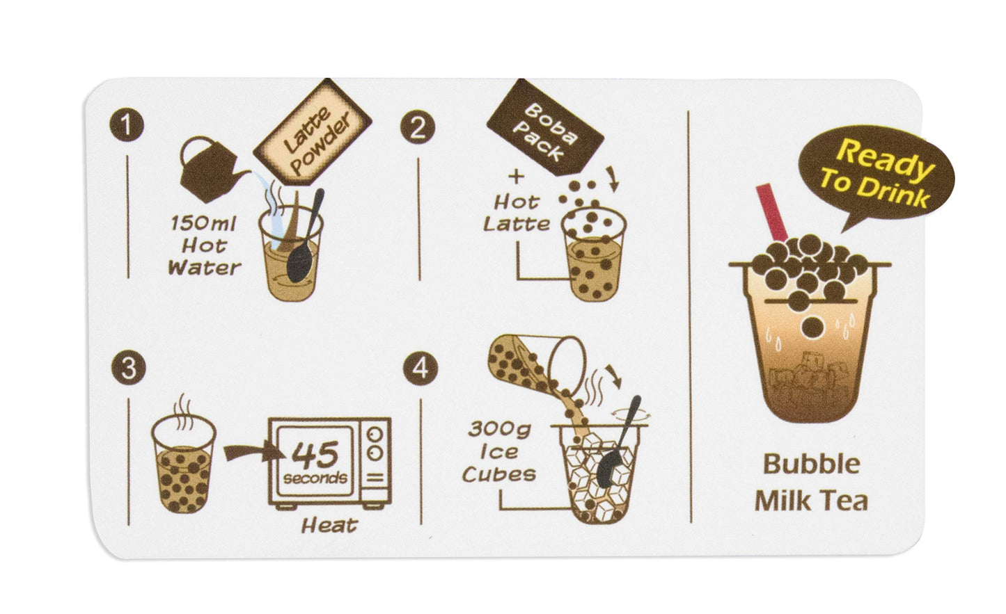 Fusion Select Authentic Brown Sugar Bubble Tea Kit Extra Rich (5 Packs) Bubble Tea Drink, Boba Tapioca Pearl, Straws, Most Popul
