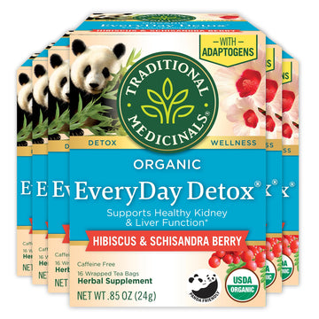 Traditional Medicinals Organic EveryDay Detox Tea, 16 Bags (Pack of 6) (Packaging may vary)