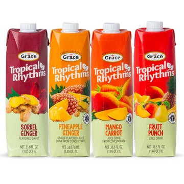 Grace Tropical Rhythms Juice 1 Liter (33.8Oz) (Assorted Flavors (4 Pack))