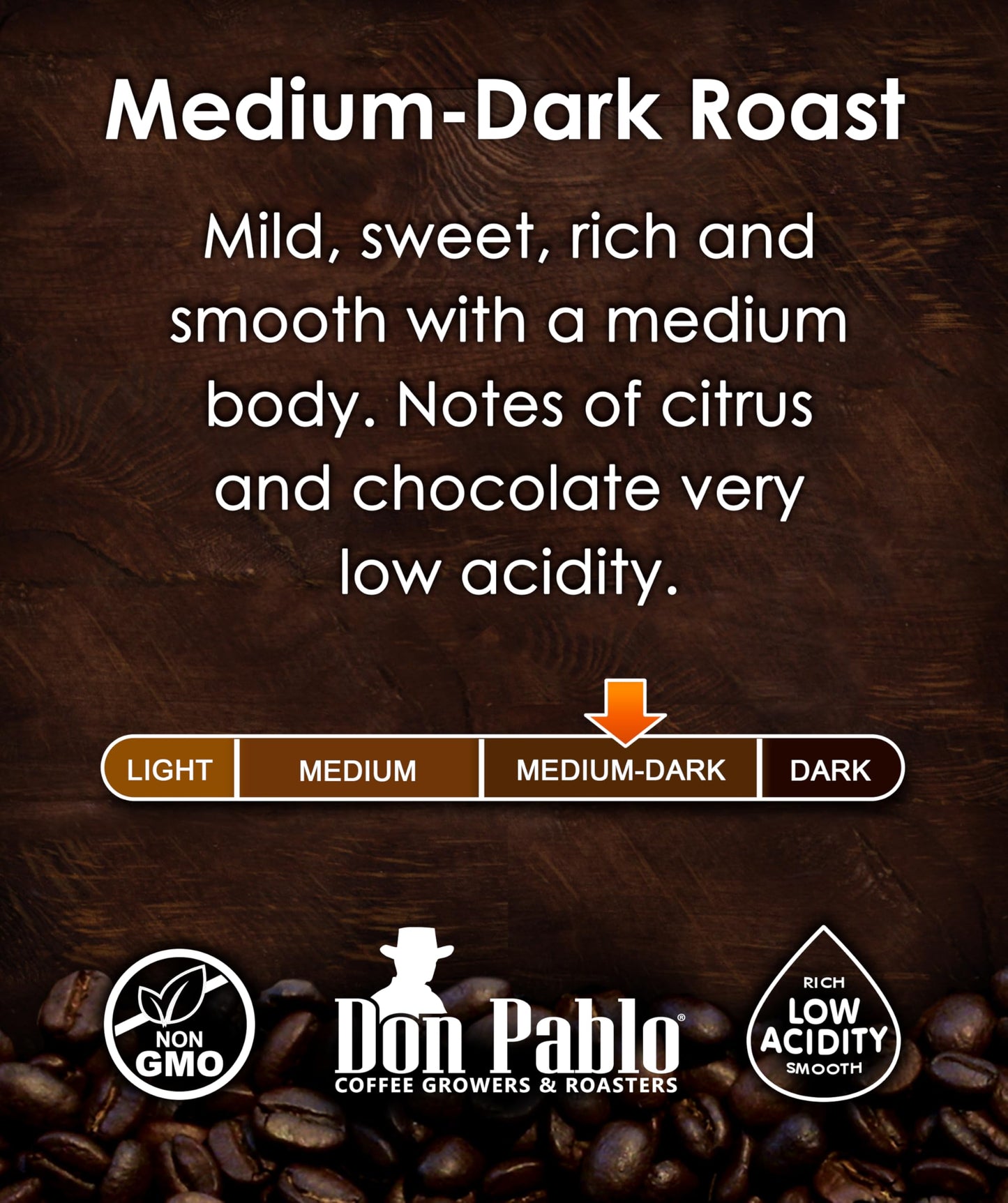 2Lb Don Pablo Colombian Supremo - Medium-Dark Roast - Whole Bean Coffee - Low Acidity - 2 Pound (2 Lb) Bag
