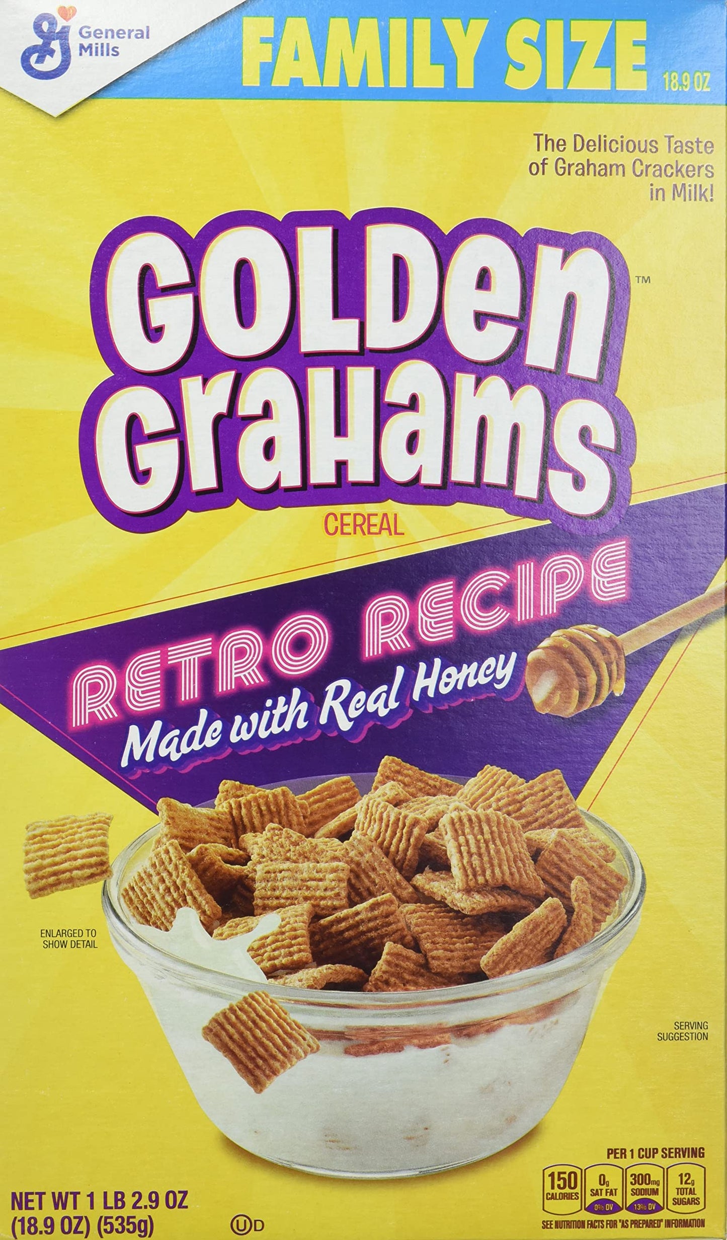 Golden Grahams Breakfast Cereal, Graham  Er Taste, Whole Grain, 18.9 Oz (Pack Of 10)