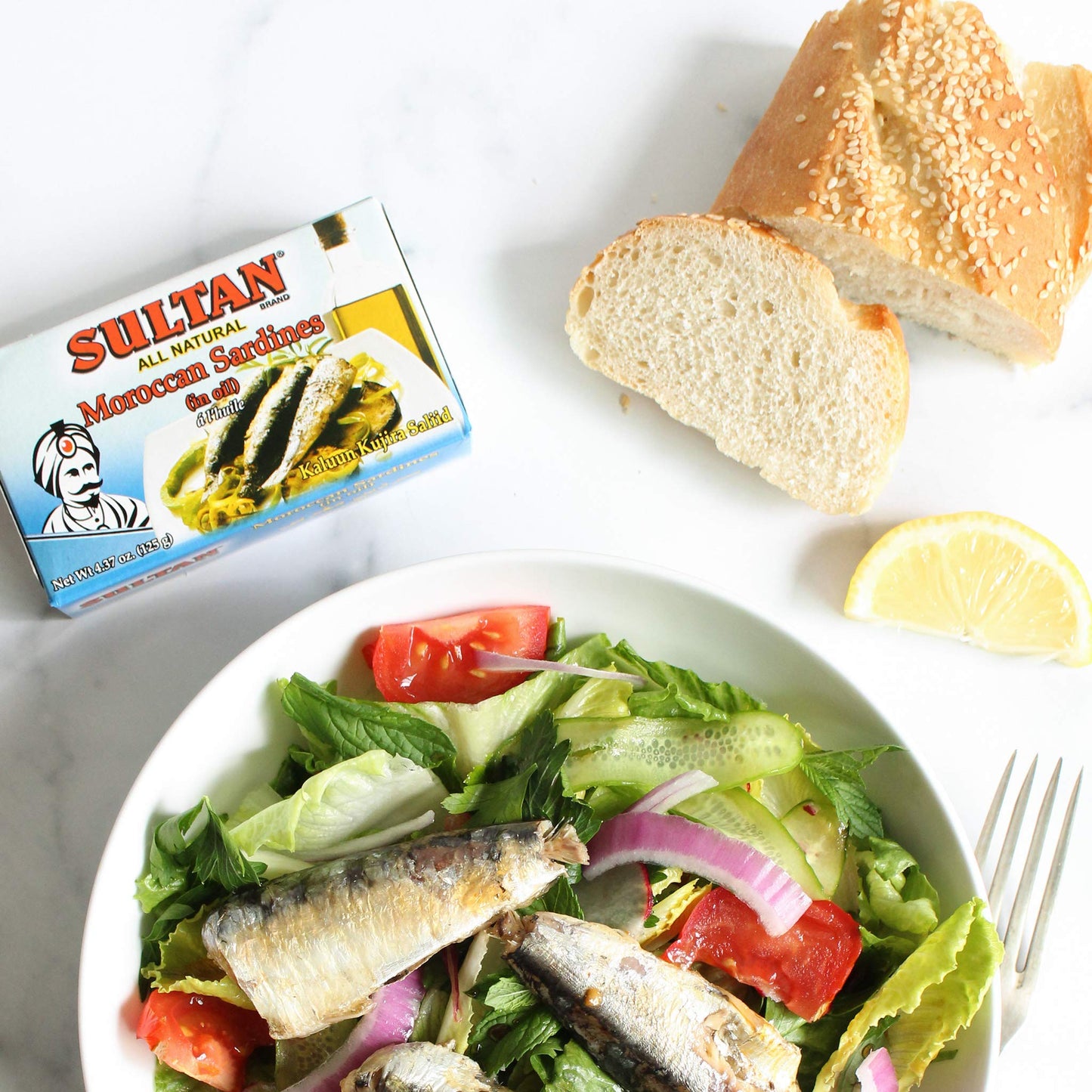 Sultan Moroccan Season Sardines in Oil, High Protein, No Additives, Paleo, Keto Friendly, 4.38oz (Pack of 50)
