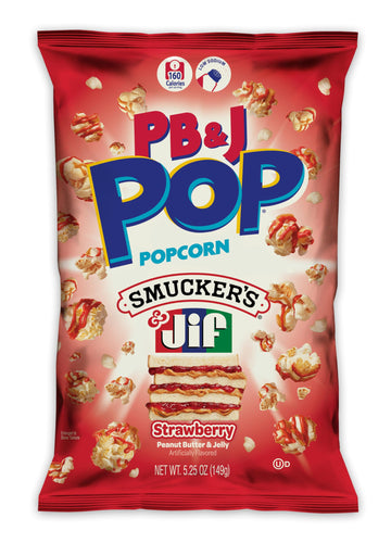 PB & J POP Smuckers & Jif Coated Popcorn (12 Pack, Strawberry)